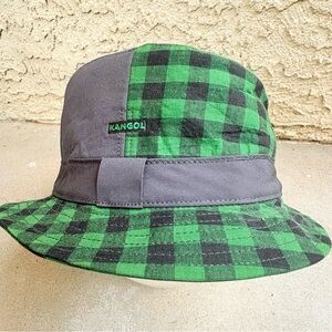 Kangol Havana Plaid Bucket Hat Green Navy Cotton Men Size XL